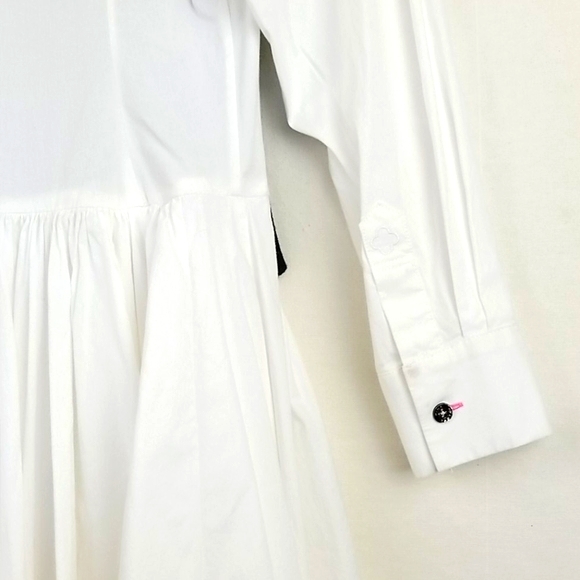 Pink Tartan White Cotton Colorblock Long Sleeve Shirt Dress Size 6 - Picture 7 of 10